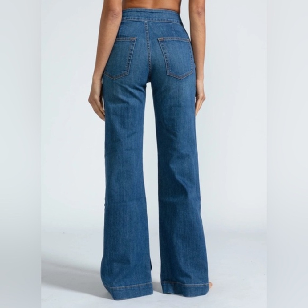 ASKK NY Brighton Mercury Wide Leg Jeans 28 High Rise Flare Full Length Designer